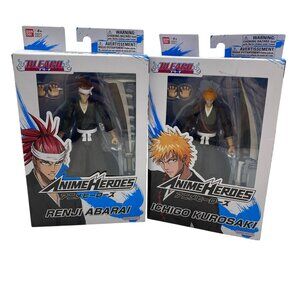 Bleach Anime Heroes Ichigo Kurosaki & Renjai Abarai figures Bandai Namco boxed 5